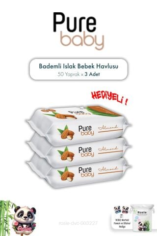 Pure Baby Bademli 50'li Islak Bebek Havlusu X 3 ve ROSIE