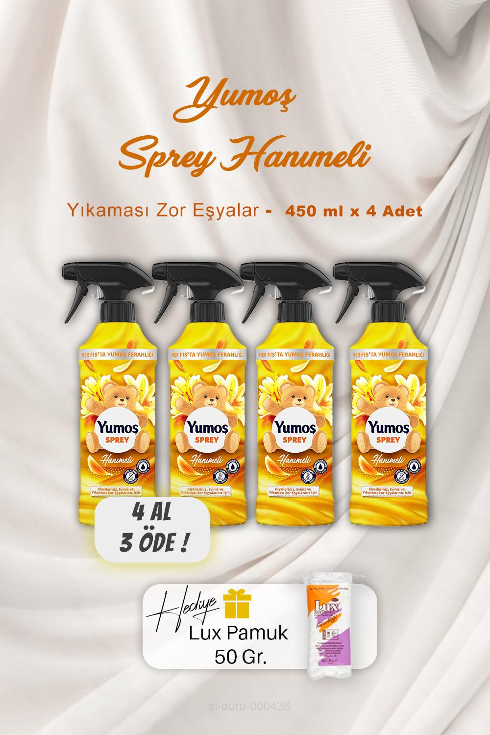 4 AL 3 ÖDE Yumoş Sprey Hanımeli 450 ml, Pamuk Hediyeli