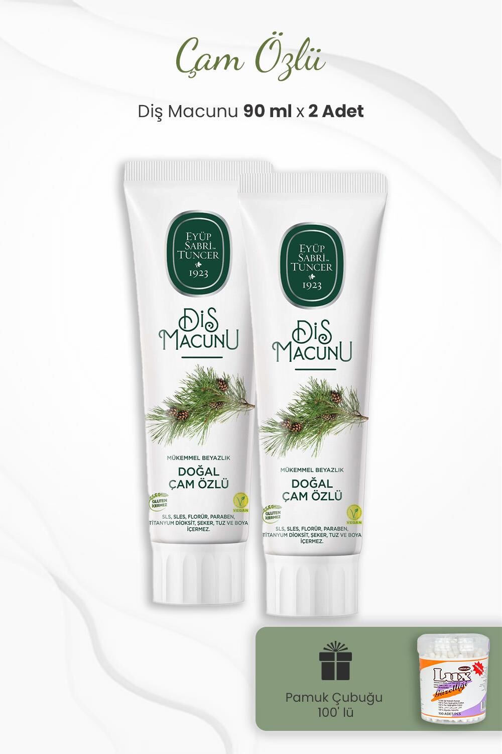 Eyüp Sabri Tuncer Çam Özlü Diş Macunu 90 ml x 2 Adet ve Kulak Çubuğu