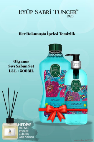 Eyüp Sabri Tuncer Doğal Zeytinyağlı Sıvı Sabun Okyanus 1,5 L+500 ML ve Yasemin Koku Hediye