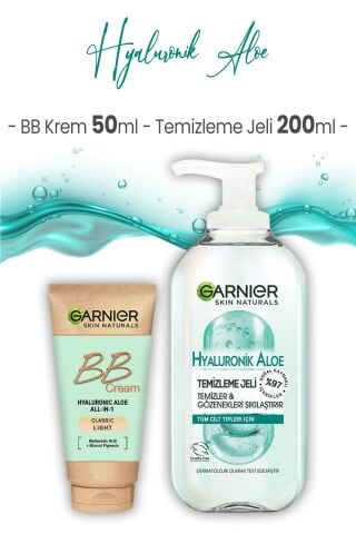 Garnier Temizleme Jeli Hyaluronik Aloe 200 ml ve BB Krem Açık Ton 50 ml