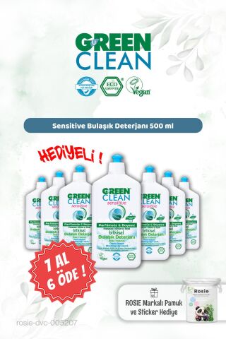 7 AL 6 ÖDE Green Clean 500 ml Sensitive Bulaşık Det. ve Rosie Hediye