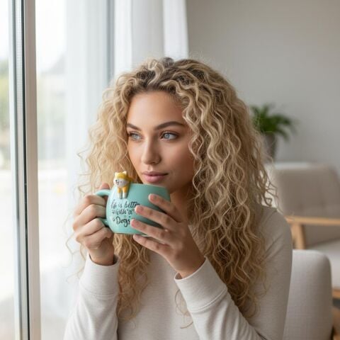 Köpek Figürlü Seramik Kupa 350 ml