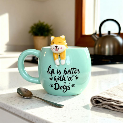 Köpek Figürlü Seramik Kupa 350 ml