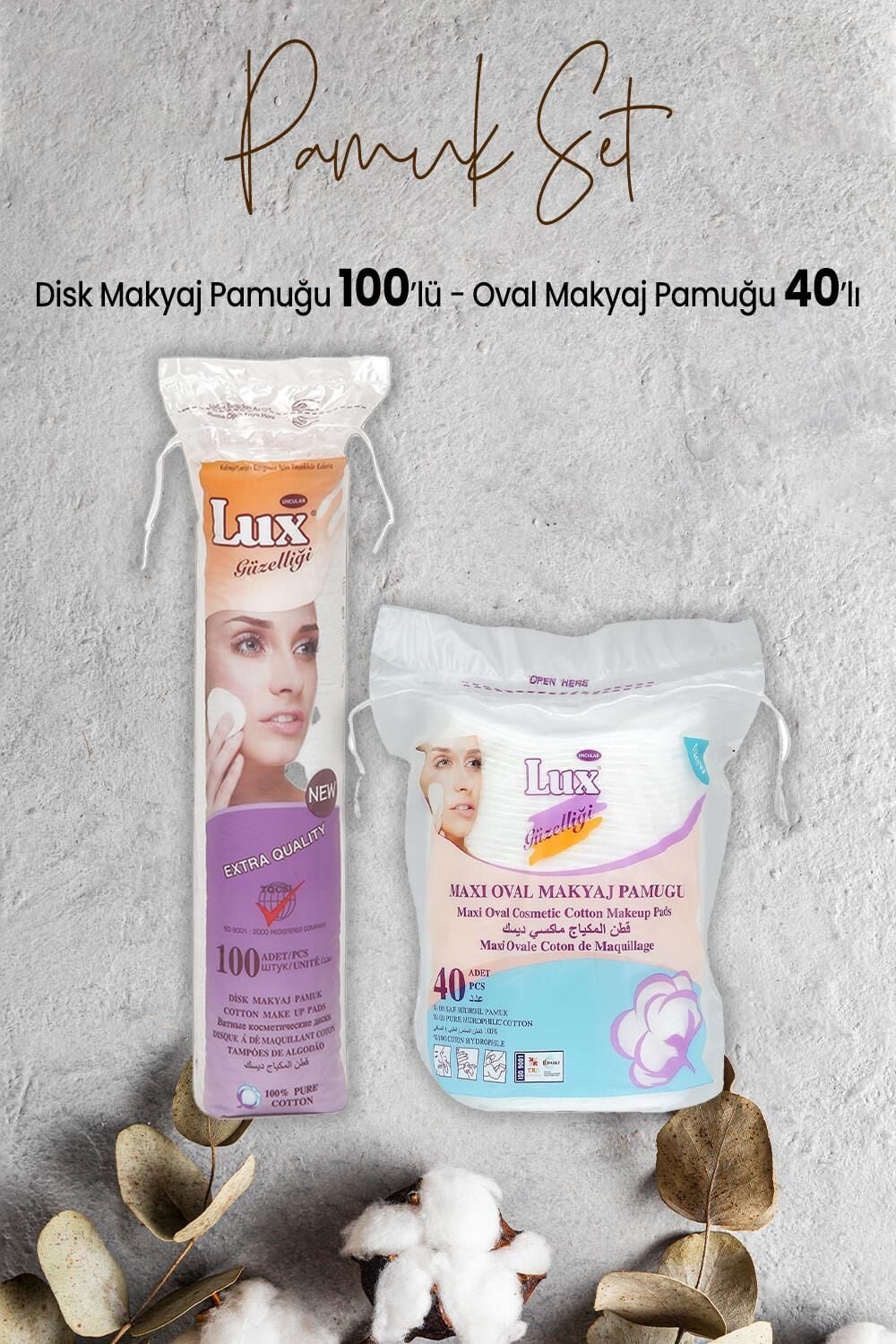 Lux Disk Oval Makyaj Pamuğu 40' lı ve Disk Makyaj Pamuğu 100'lü