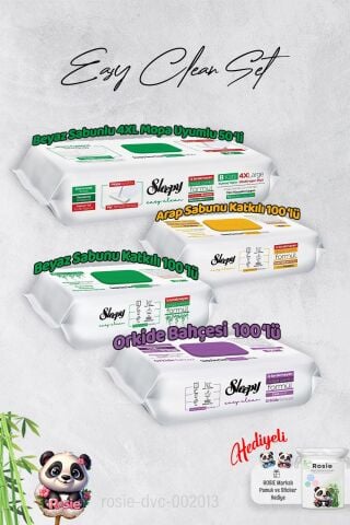 Sleepy  Arap Sabun, Orkide, Beyaz Sabun ve 4 XL 50'li Beyaz Sabunlu Mop Yüzey Temizlik Havlusu Hediye Rosie