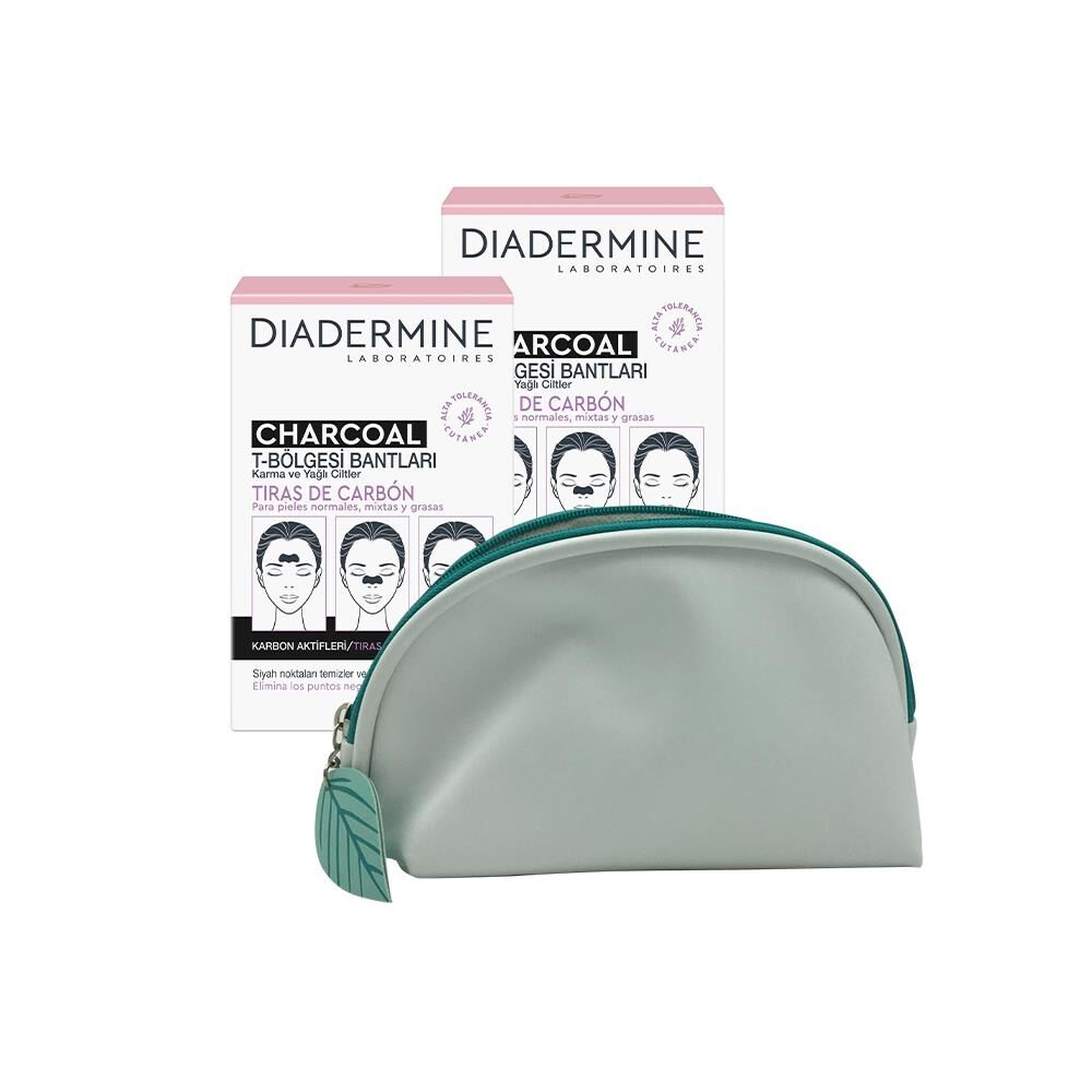 Diadermine Kömürlü T Bölgesi Bantları 6 Bant x 2 ve Diadermine Çanta Hediyeli
