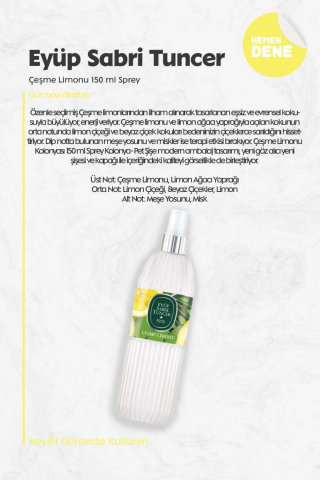 Eyüp Sabri Tuncer Çeşme Limonu 150 ml Sprey Kolonya 3 Adet ve ROSIE Pamuk