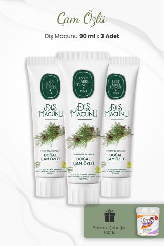 Eyüp Sabri Tuncer Çam Özlü Diş Macunu 90 ml x 3 Adet ve Kulak Çubuğu
