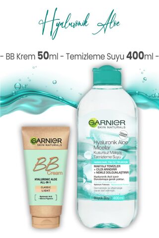 Garnier Micellar Temizleme Suyu Hyaluronik Aloe 400 ml ve BB Krem Açık Ton 50 ml