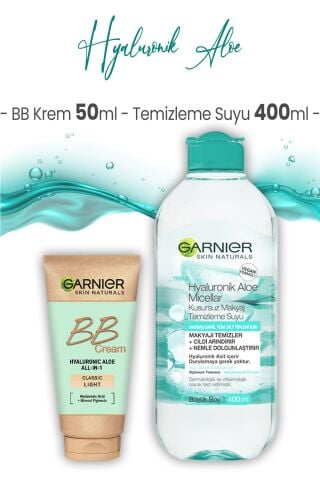 Garnier Micellar Temizleme Suyu Hyaluronik Aloe 400 ml ve BB Krem Açık Ton 50 ml