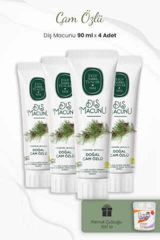 Eyüp Sabri Tuncer Çam Özlü  Diş Macunu 90 ml x 4 Adet ve Kulak Çubuğu