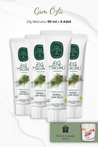 Eyüp Sabri Tuncer Çam Özlü  Diş Macunu 90 ml x 4 Adet ve Kulak Çubuğu