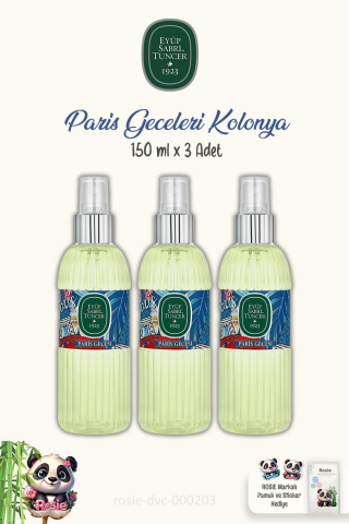 Eyüp Sabri Tuncer Paris Gecesi Kolonya 3 Adet  Sprey 150 ml ve ROSIE Pamuk 60'lı