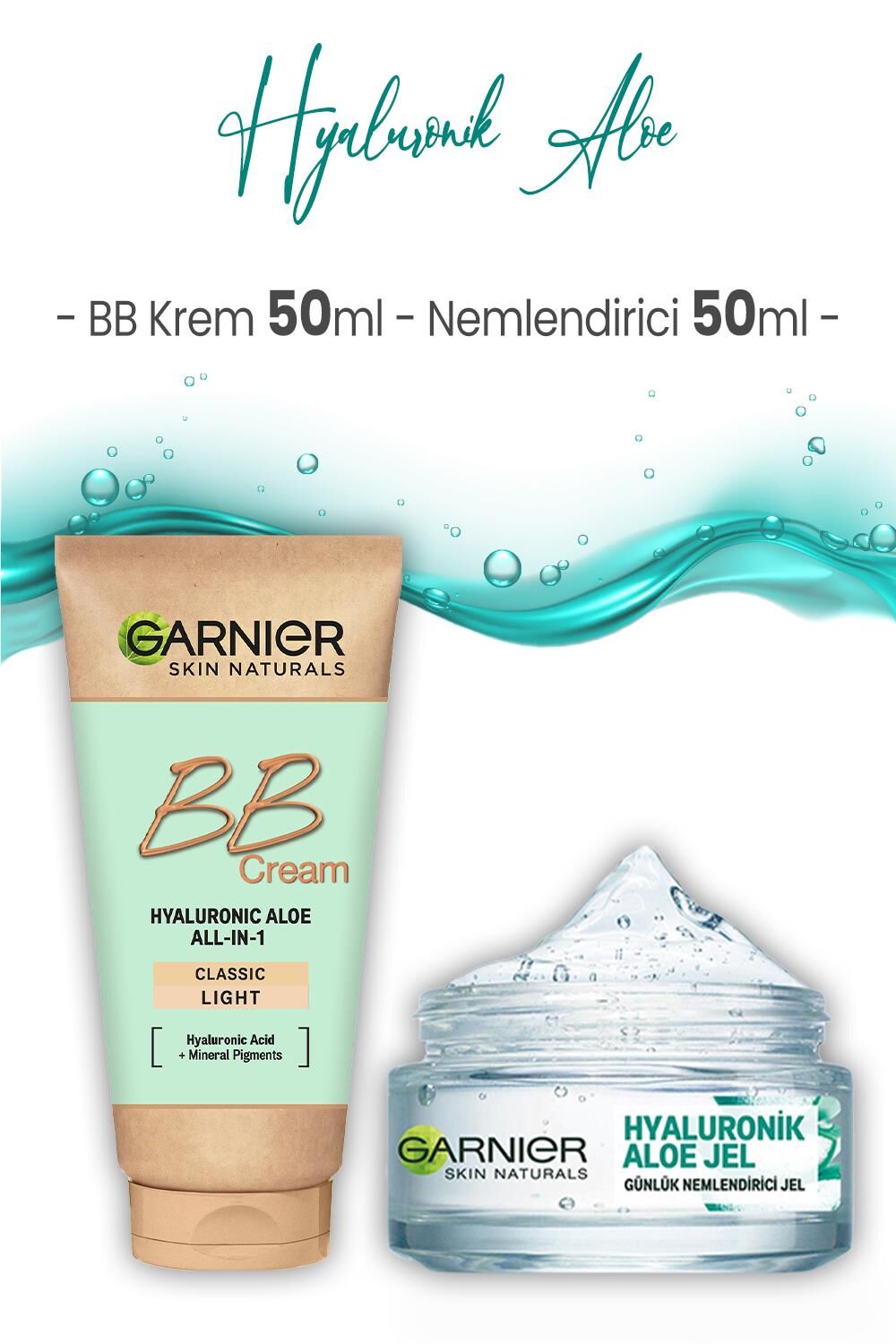 Garnier Günlük Nemlendirici Hyaluronik Aloe Jel 50 ml ve BB Krem Açık Ton 50 ml