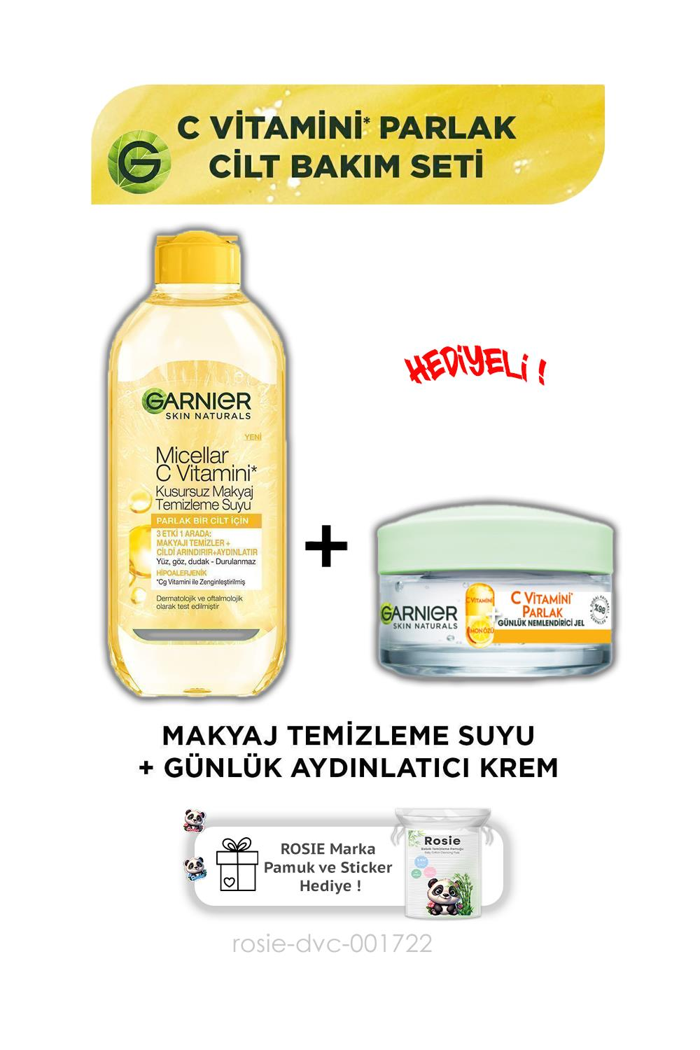 Garnier Micellar C Vitamini Kusursuz Makyaj Temizleme Suyu & C Vitamini Parlak Günlük Aydınlatıcı Krem ve ROSIE
