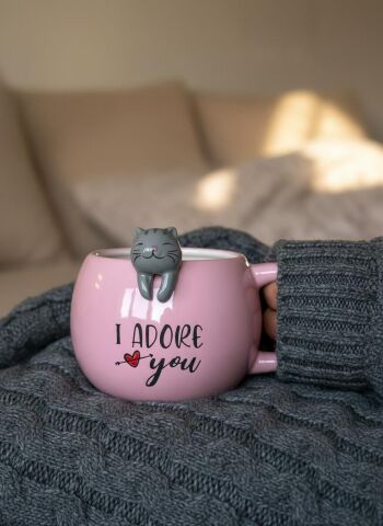 Kedi Figürlü Seramik Kupa 350 ml