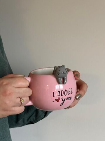 Kedi Figürlü Seramik Kupa 350 ml