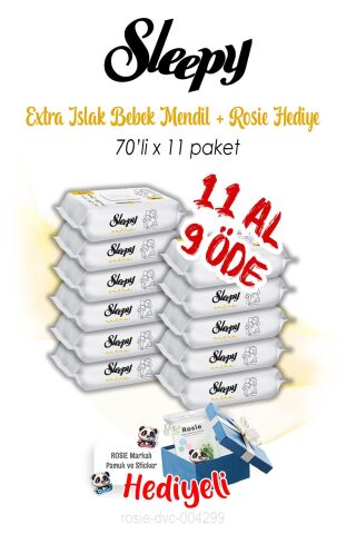 Sleepy 11 AL 9 ÖDE Extra Islak Bebek Havlusu 70'li ve ROSIE