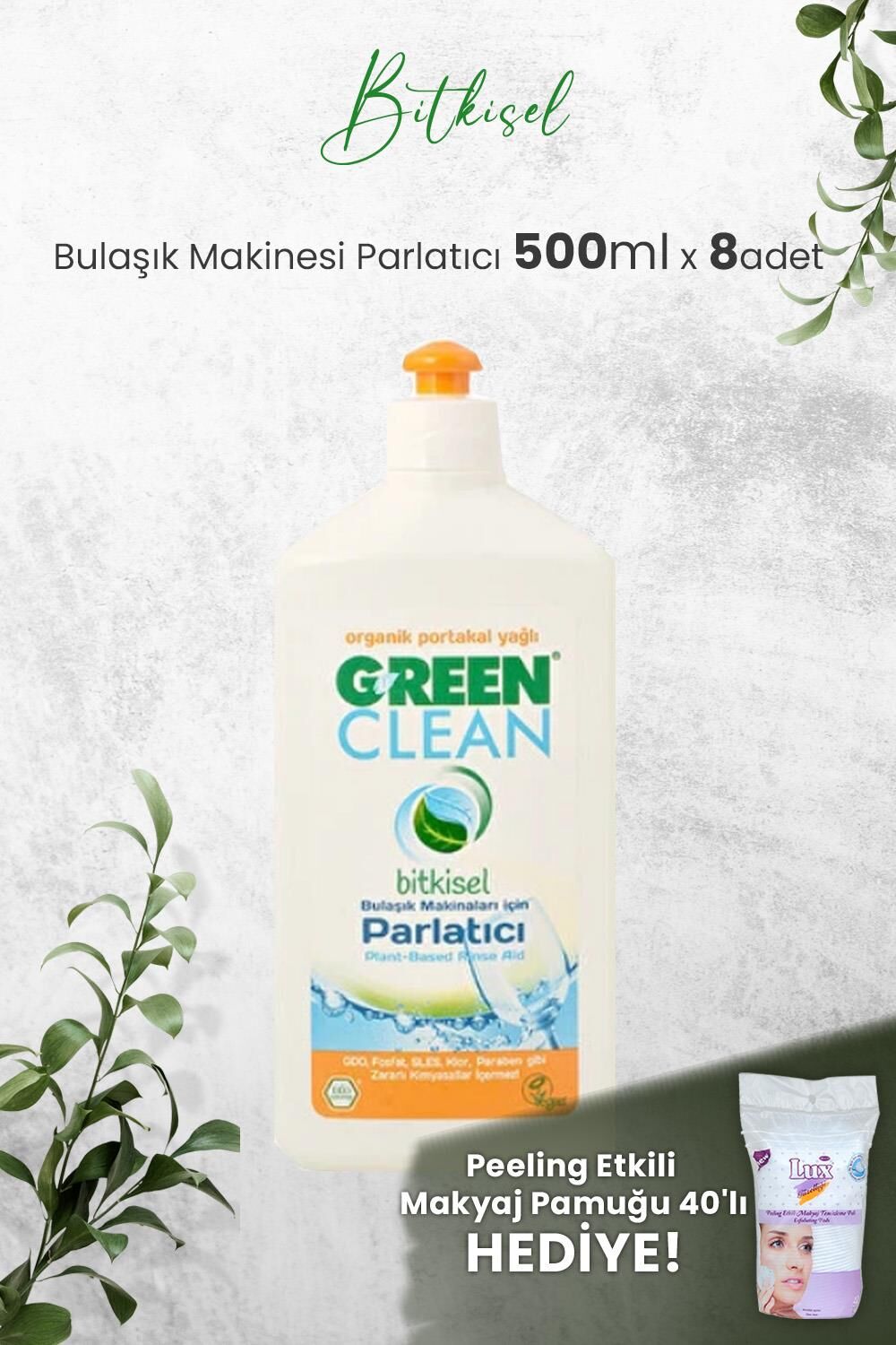 U Green Clean Bulaşık Makinesi Parlatıcı 500 ml x 8 Adet ve Hediyeli