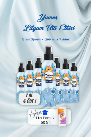 Yumoş Ütü Etkisi Giysi Spreyi Lilyum 200 ml 7 AL 6 ÖDE , Pamuk Hediyeli