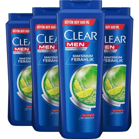 Clear Men Yağlı Saç Derisi İçin Maksimum Ferahlık Şampuan 600 ml x 4