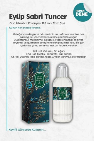 3 Adet Eyüp Sabri Tuncer Oud İstanbul Kolonyası 185 ml Cam Şişe ve ROSIE Pamuk