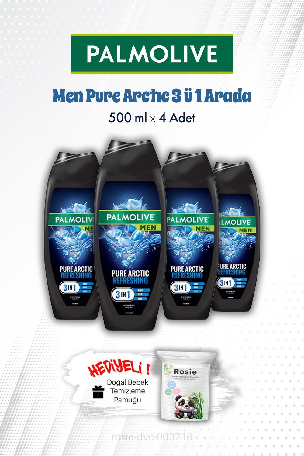 4 Adet Men Pure Arctıc 3'ü 1 Arada Duş Jeli 500 ML ve ROSIE