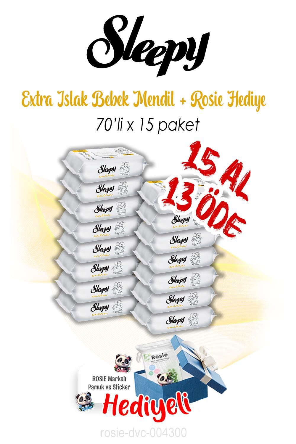Sleepy 70'li 15 AL 13 ÖDE Extra Islak Bebek Havlusu ve ROSIE