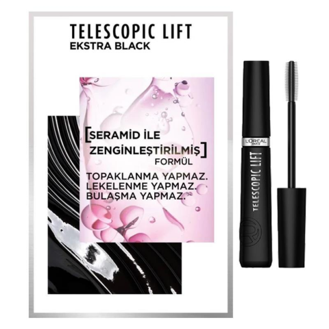 Loreal Paris Telescopic Maskara - Siyah, Çift Fazlı Argan Temizleme Suyu 400 ml ve ROSIE