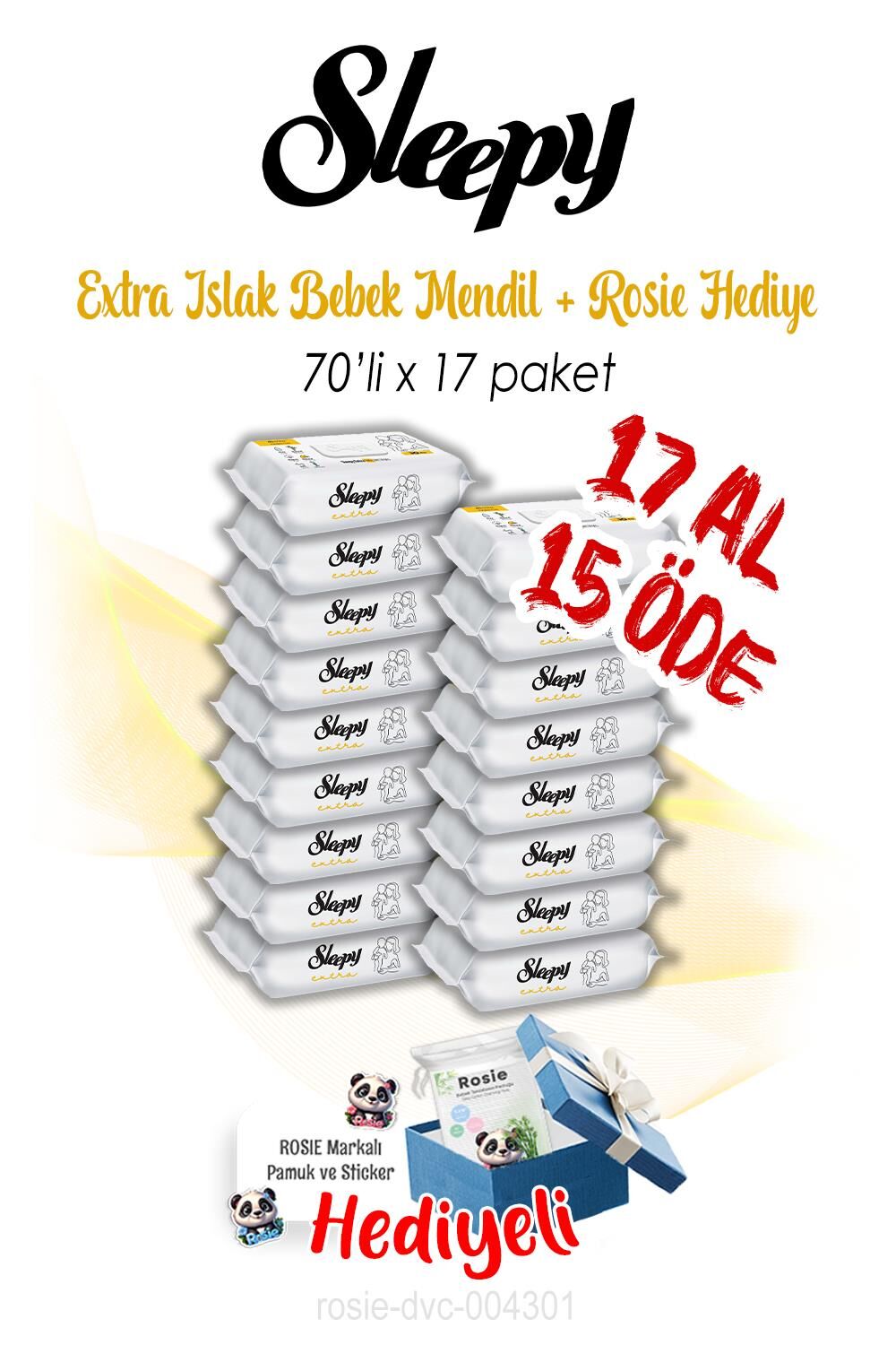 17 AL 15 ÖDE Sleepy 70'li Extra Islak Bebek Havlusu ve ROSIE