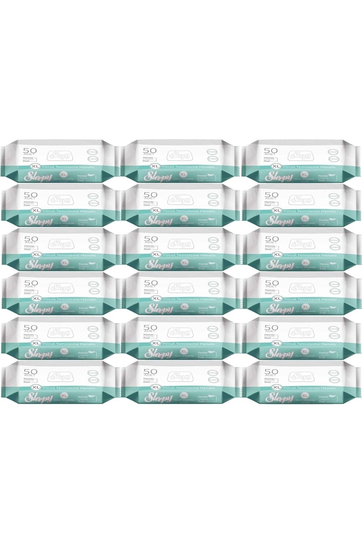 Sleepy Hasta Vücut Temizleme Islak Mendil Havlu 50 Yaprak XL 18 Li Set