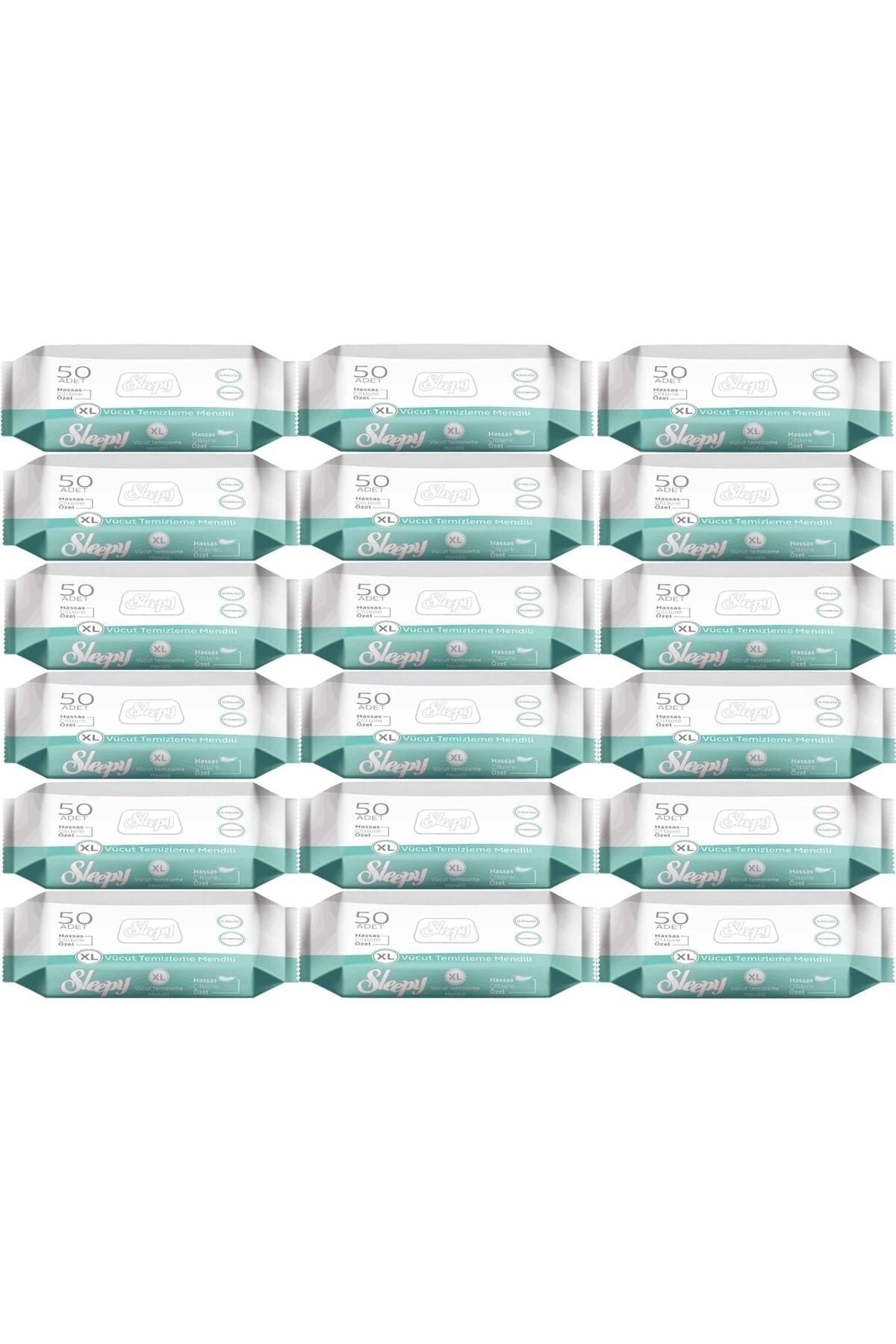 Sleepy Hasta Vücut Temizleme Islak Mendil Havlu 50 Yaprak XL 18 Li Set