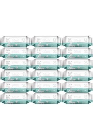 Sleepy Hasta Vücut Temizleme Islak Mendil Havlu 50 Yaprak XL 18 Li Set