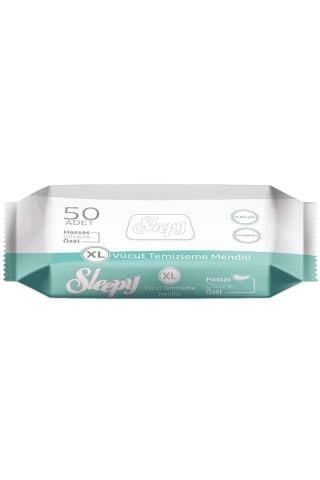 Sleepy Hasta Vücut Temizleme Islak Mendil Havlu 50 Yaprak XL 18 Li Set