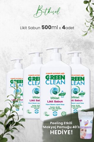 U Green Clean Organik Sıvı Sabun Portakallı 500 ML x 4 Adet ve Hediyeli