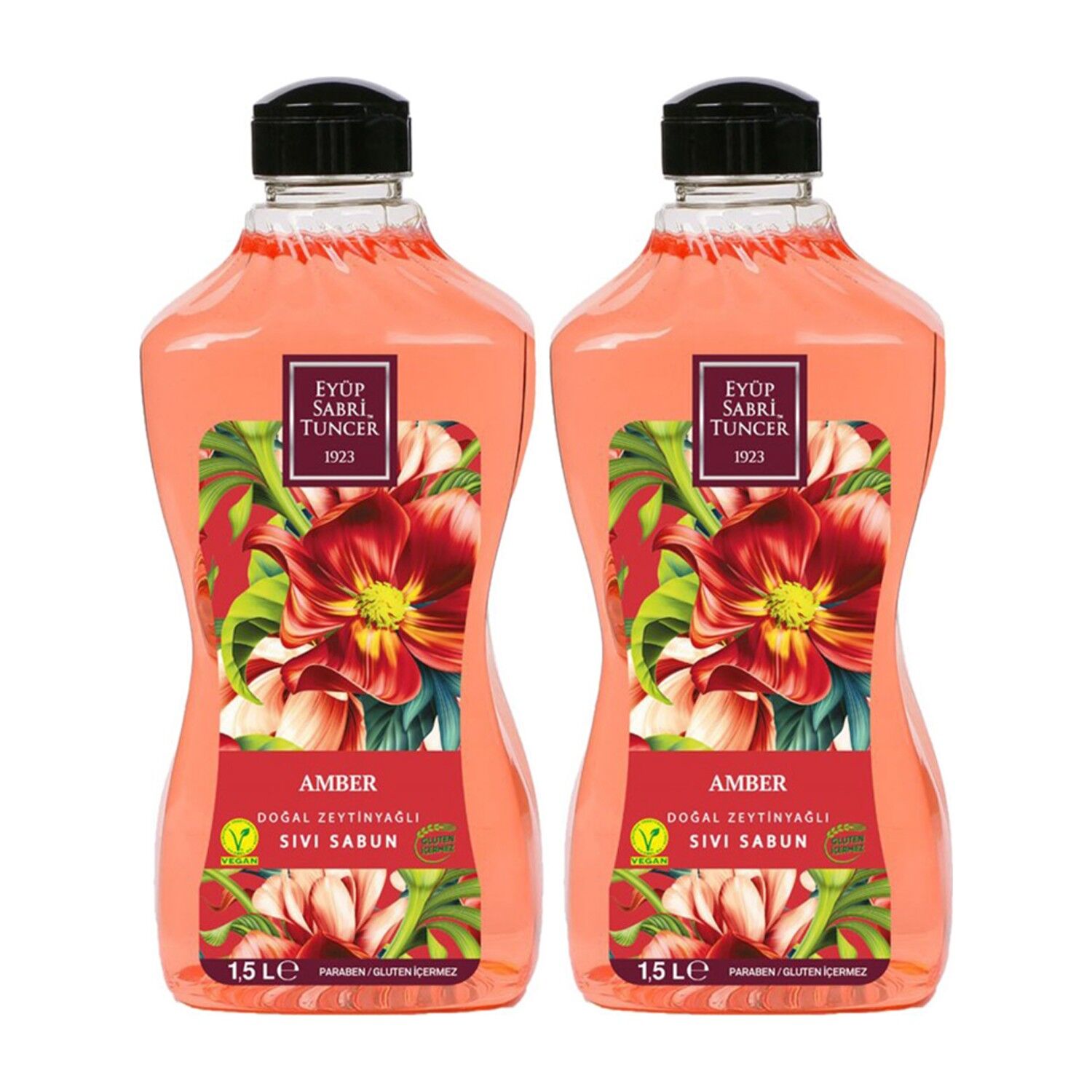 Eyüp Sabri Tuncer Doğal Zeytinyağlı Sıvı Sabun Amber 1.5 litre Pet Şişe x 2 Adet