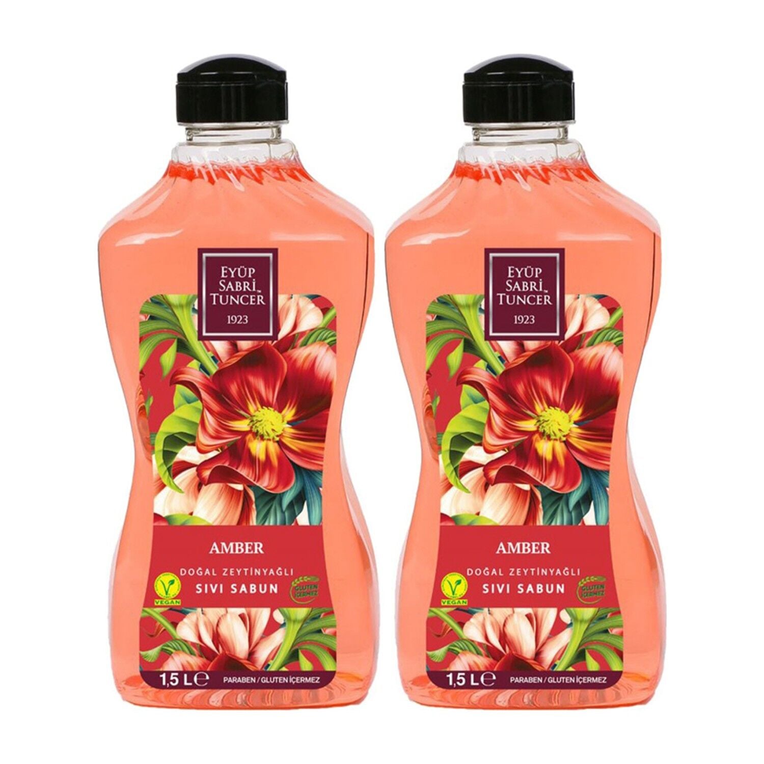 Eyüp Sabri Tuncer Doğal Zeytinyağlı Sıvı Sabun Amber 1.5 litre Pet Şişe x 2 Adet