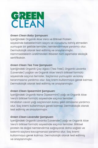 Green Clean 275 ml Şampuanlar 4'lü set ve Rosie pamuk Hediye
