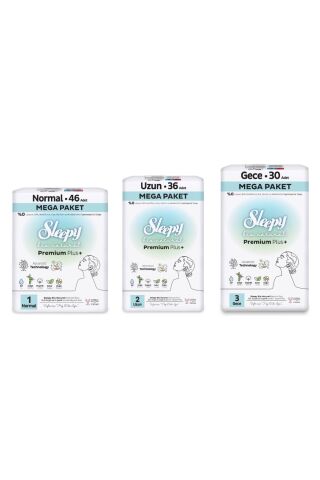 Sleepy Bio Natural Premium Plus Hijyenik Ped Mega Fırsat Paketi 112 Adet