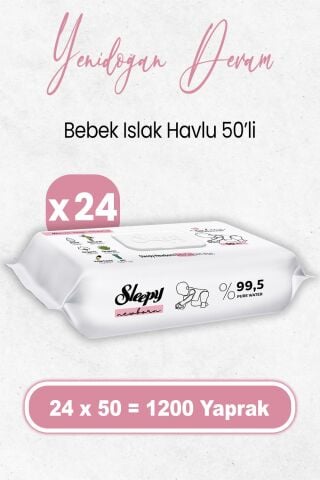 Sleepy Yenidoğan Devam Islak Bebek Bakım Havlusu 50 x 24 Adet (1200 Yaprak)