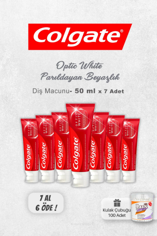 Colgate Optic White Parıldayan Beyazlık 7 AL 6 ÖDE  50 ml ve Kulak Çubuğu