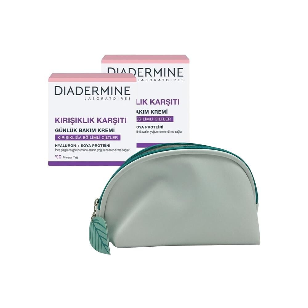 Diadermine Kırışıklık Karşıtı Günlük Bakım Kremi (Tüm Cilt Tipleri) 50 ml x 2 ve Diadermine Çanta Hediyeli