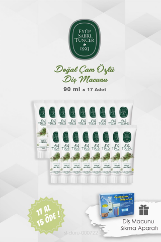 Eyüp Sabri Tuncer Diş Macunu Çam Özlü 17 AL 15 ÖDE 90 ml ve Pratik Diş Macunu Sıkma Aparatı