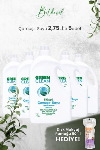 Green Clean Bitkisel Çamaşır Suyu 2,75 Lt x 5 Adet ve Hediyeli