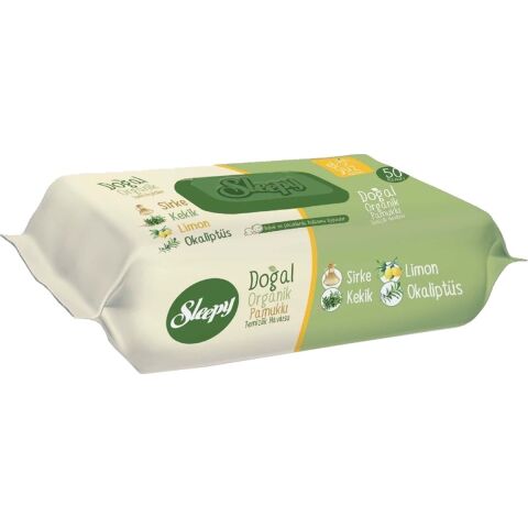 Sleepy Islak Mendil Doğal Organik Pamuklu 50 Yaprak (9 Lu Set)