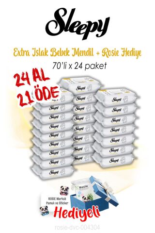 70'li Sleepy Extra 24 AL 21 ÖDE Islak Bebek Havlusu ve ROSIE