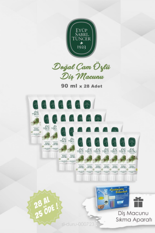 Eyüp Sabri Tuncer Diş Macunu 28 AL 25 ÖDE Çam Özlü 90 ml ve Pratik Diş Macunu Sıkma Aparatı