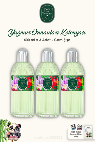 3'lü Eyüp Sabri Tuncer Yağmur Ormanları Cam Şişe Kolonyası 400 ml ve 60'lı ROSIE