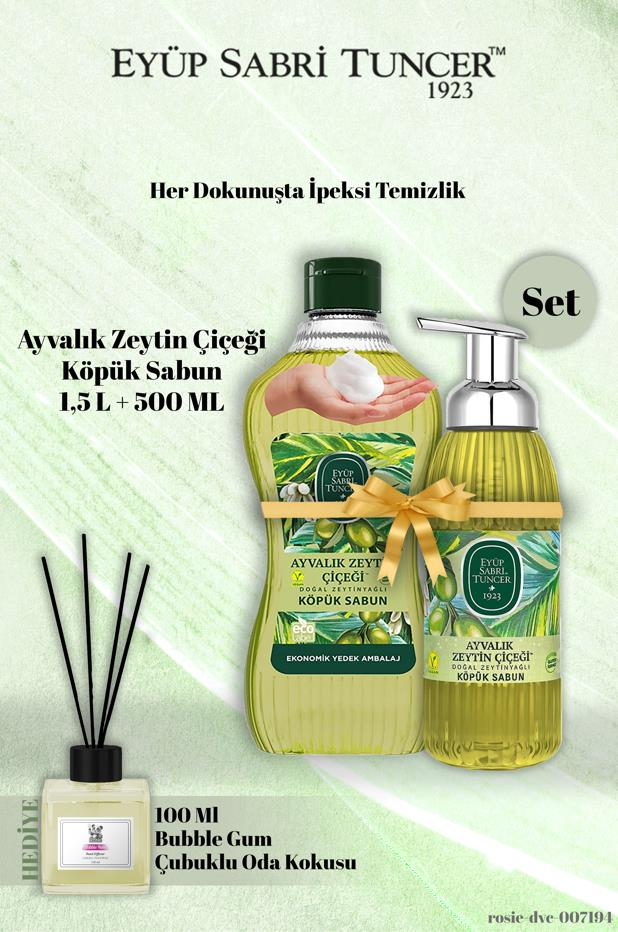 Eyüp Sabri Tuncer 1,5 L + 500 Ml Ayvalık Zeytin Çiçeği Köpük Sabun Bubble Gum Koku Hediye
